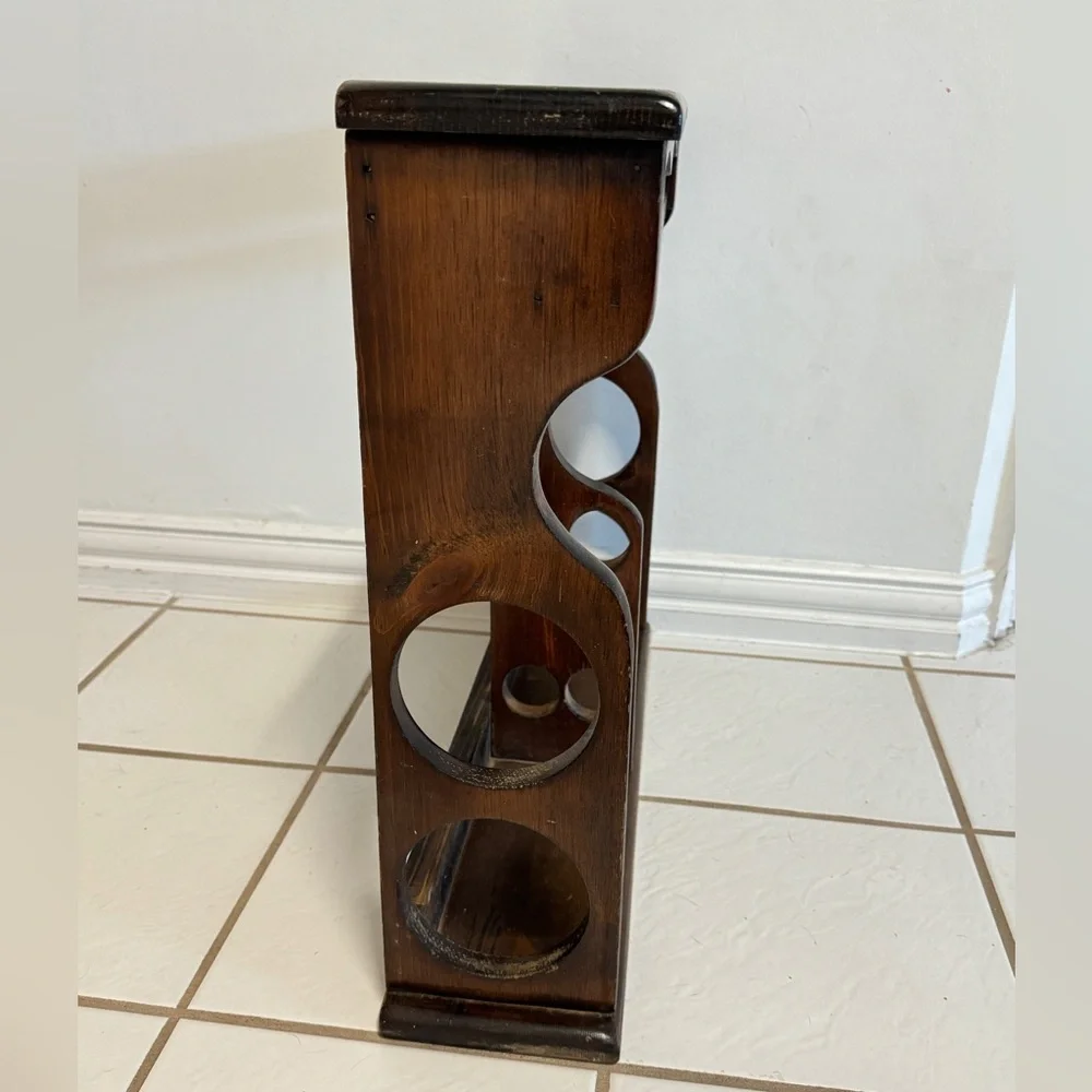 vintage wall-mounted wooden wine and stemware Bottle / 6 Glass Wine Rack / Shelf